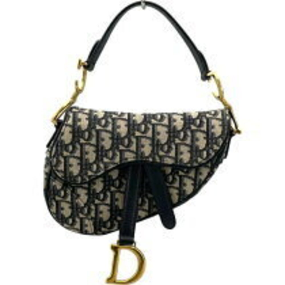 Dior Bag oblique Christian White Saddle jacquard Navy hardware Blue - Picture 2 of 8